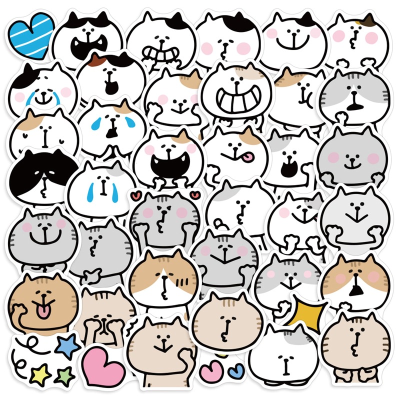 Kucing lucu stiker kartun Nekoneko kucing ekspresi ponsel case dekorasi TK hadiah stiker lembaran ke