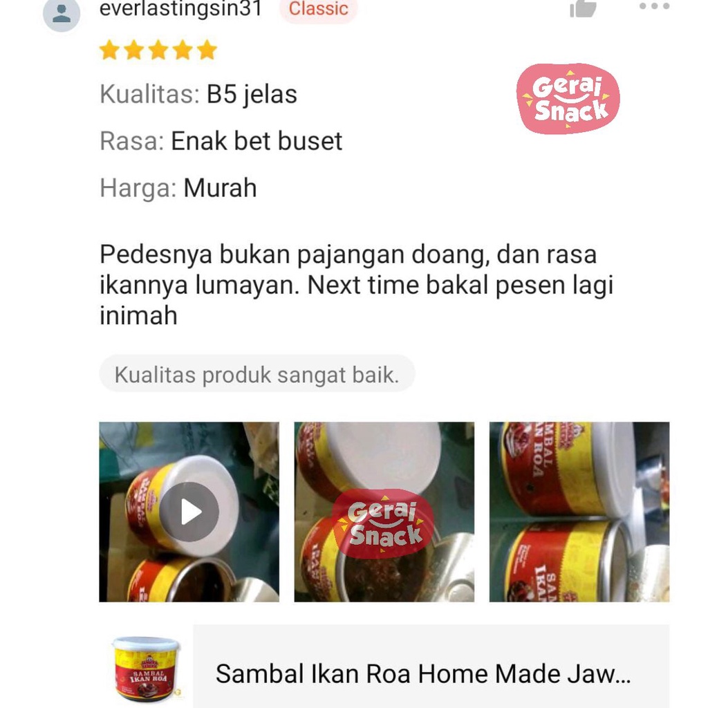 Sambal Ikan Roa Home Made Jawara Selera Halal Terdaftar (135gr)