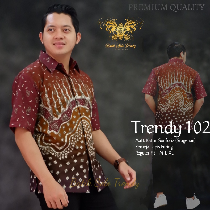 TRENDY 102 KEMEJA BATIK LENGAN PENDEK KAIN HALUS MURAH