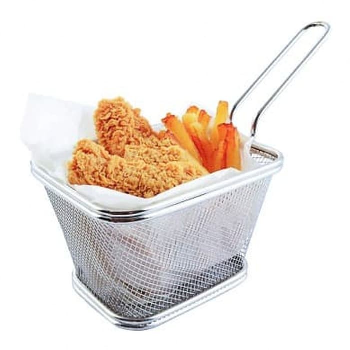 MINI Tempat saji kentang goreng dgn tempat saos Stainless Gagang satu