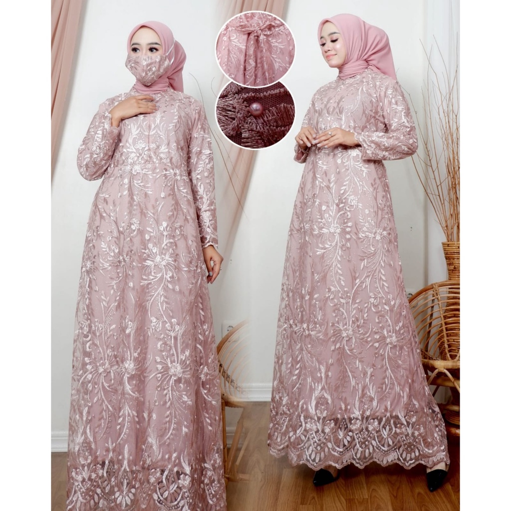 Permata Olshop / Kebaya Gamis Busui Zaya 2 / Baju Gamis Pesta Mewah / Kebaya Kondangan