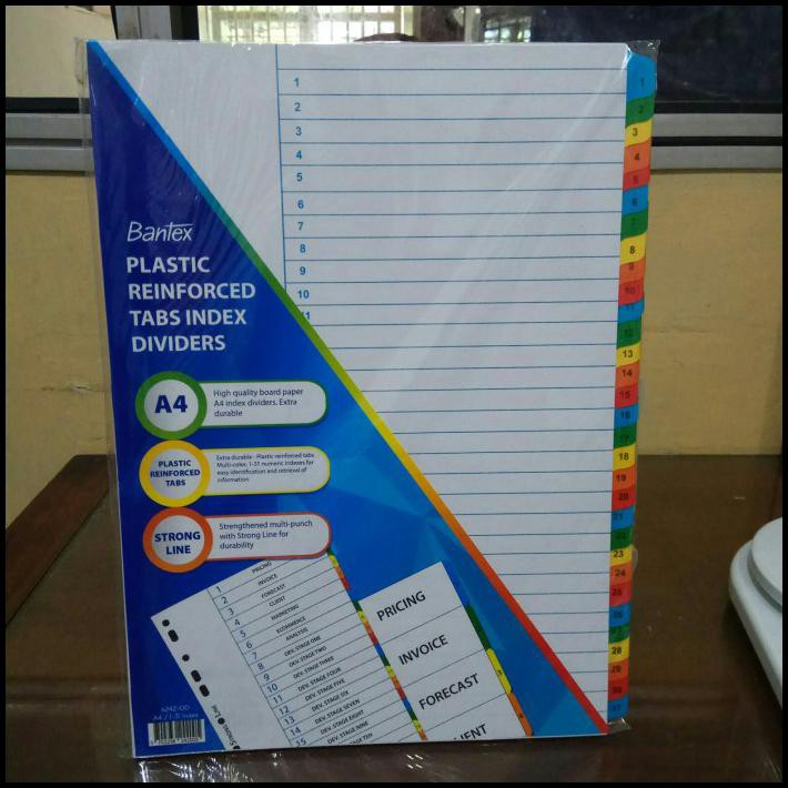 

Divider Bantex 6242-00 Ukuran A4 Angka 1-31 Index