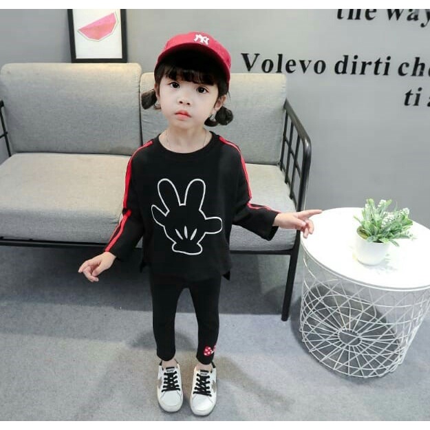 Baju anak perempuan baju panjang celana legging set MM 013 untuk anak umur 4-6 tahun MS