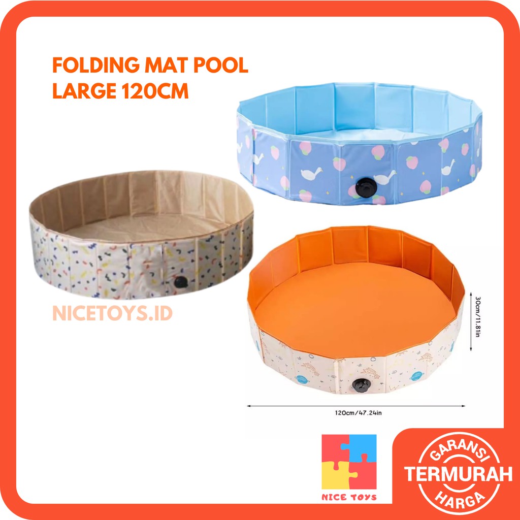 Folding Pool 120CM Folding Mat Size Large Kolam Renang Sedang Ukuran 120CM Kolam Renang Anak Kolam Mainan Portable Folding Mat Pool Kolam Lipat Anak Kolam Tanpa Pompa