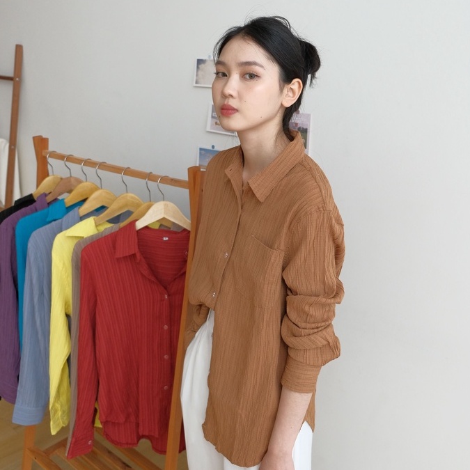 Kirra Shirt Kemeja Casual Serat Kayu - Kemeja Kasual Wanita