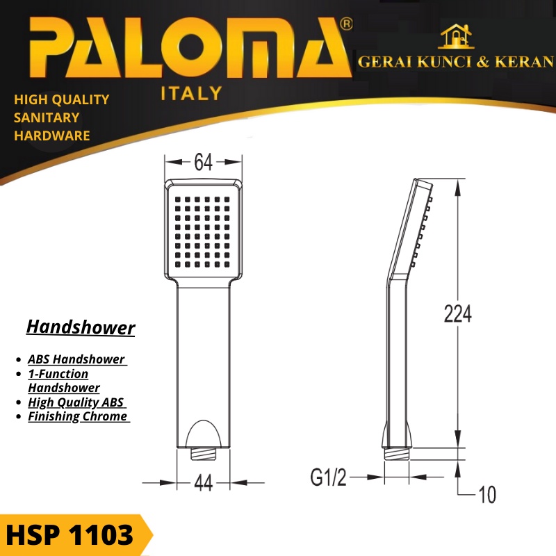 HAND SHOWER PALOMA HSP 1103 SHOWER GENGGAM PALOMA ABS CHROME