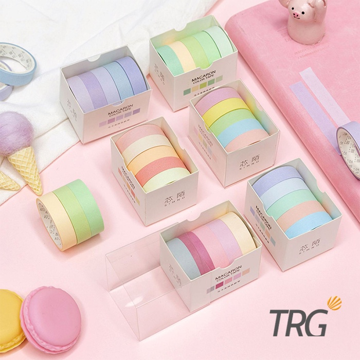 

TRG - Masking Tape Pastel Macaron Set 5 pcs - Washi Tape Set TRG