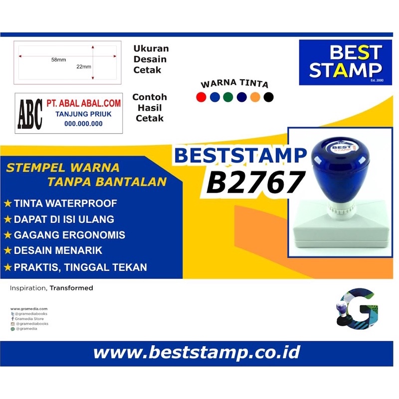

Stempel Flash uk. 58 x 22 mm BISA CUSTOM DESIGN BISA LEBIH DARI 1 WARNA TINTA WATERPROOF