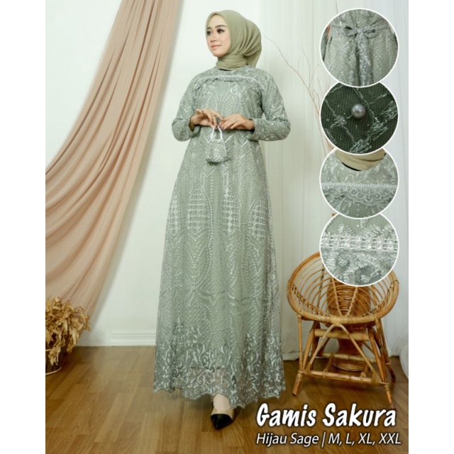 GAMIS SAKURA // BAHAN TILLE FULL PREMIUM // By Lefi Choto