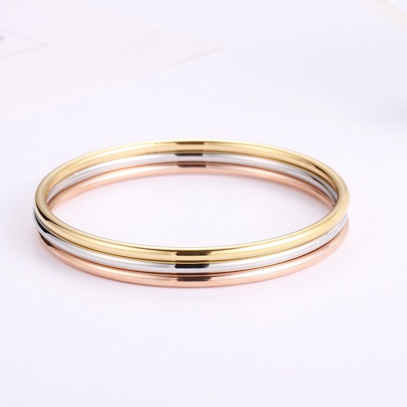 Gelang Titanium Steel Warna Rose Gold 18K Gaya Korea untuk Pasangan-7