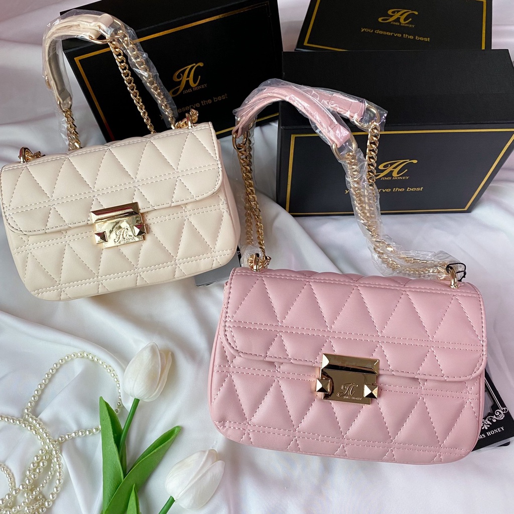 Jims Honey  - CLARESTA BAG - Tas Selempang Wanita Shoulder Bag Bahu Pesta Tali Rantai - Free Exclusive Box
