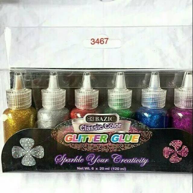 

Lem Glitter Classic Color Bazic Set 6 Warna Glitter Glue