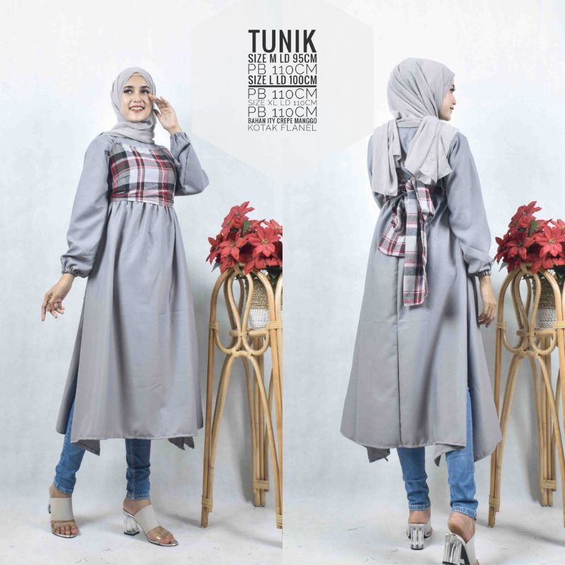 LONG TUNIC/TUNIK TERBARU/MOTIF KOTAK KOTAK KOLEKSI 2021