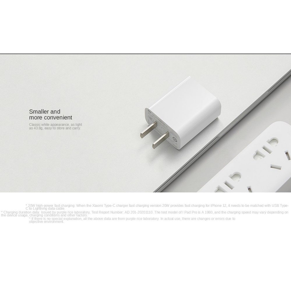 Xiaomi Adapter Charger USB Tipe-C 20W Quick Charging Untuk PD / i-Phone 12pro Max / Mini 11 / QC 3.0