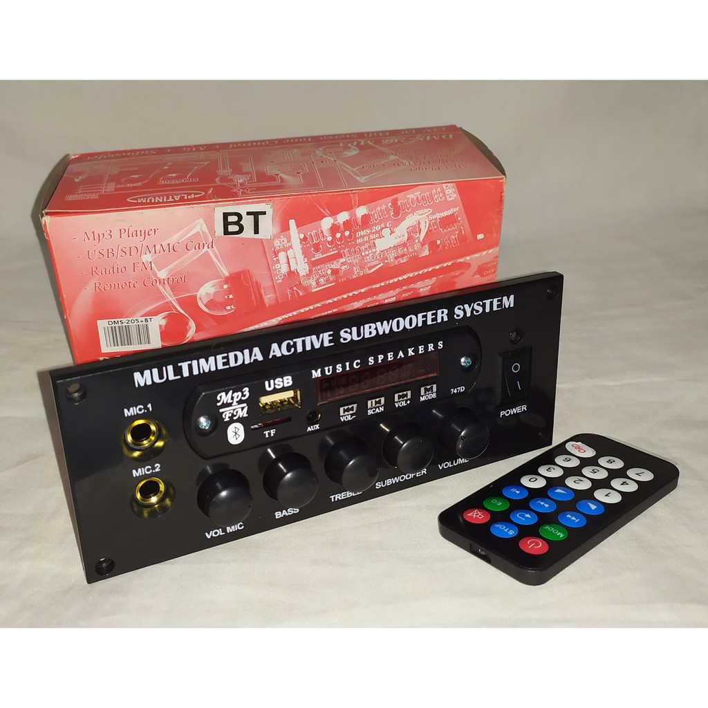 Kit Tone Control Hifi Stereo DMS-205+Mp3 Player Bluetooth Mic & Subwoofer-Dc 12v