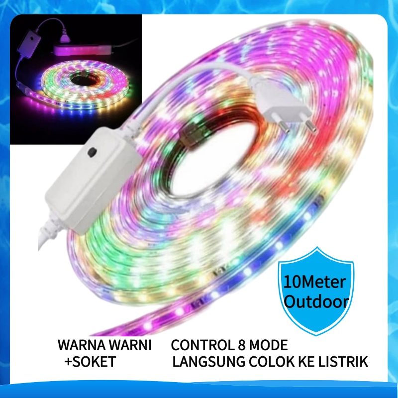 Lampu LED STRIP SELANG 3528 2835 10M 220v 10 M METER 5050 OUTDOOR RGB