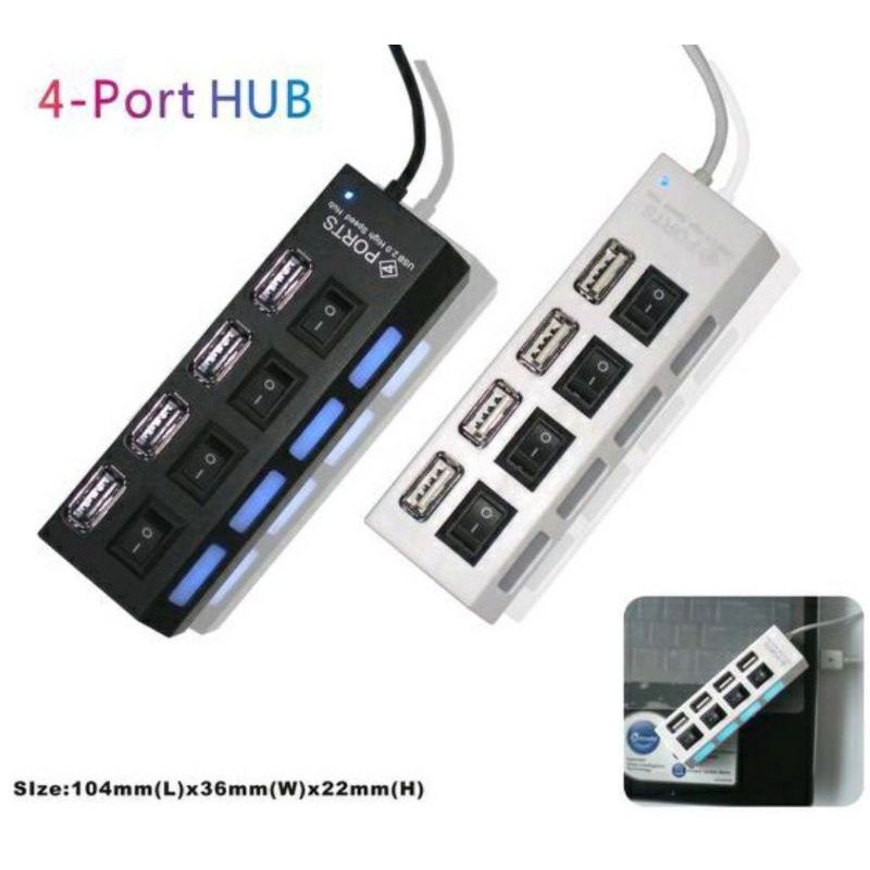 USB Hub 4 Port Output On / Off Saklar 4 IN 1 Colokan Sambungan Konektor Extender Flashdisk Mouse Keyboard