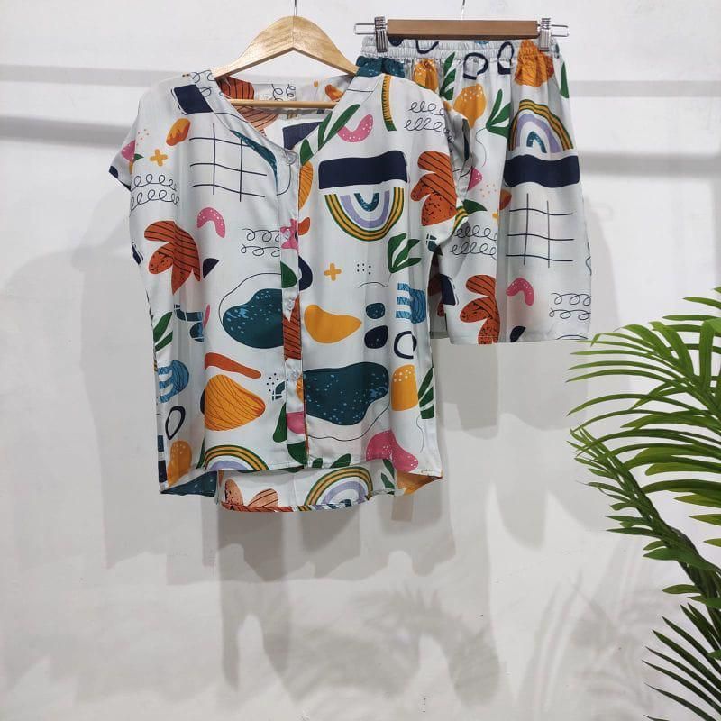 0PIYAMA KANCING PENDEK | PIYAMA BUSUI PENDEK | PIYAMA RAYON | BAJU TIDUR MURAH-KCB 42