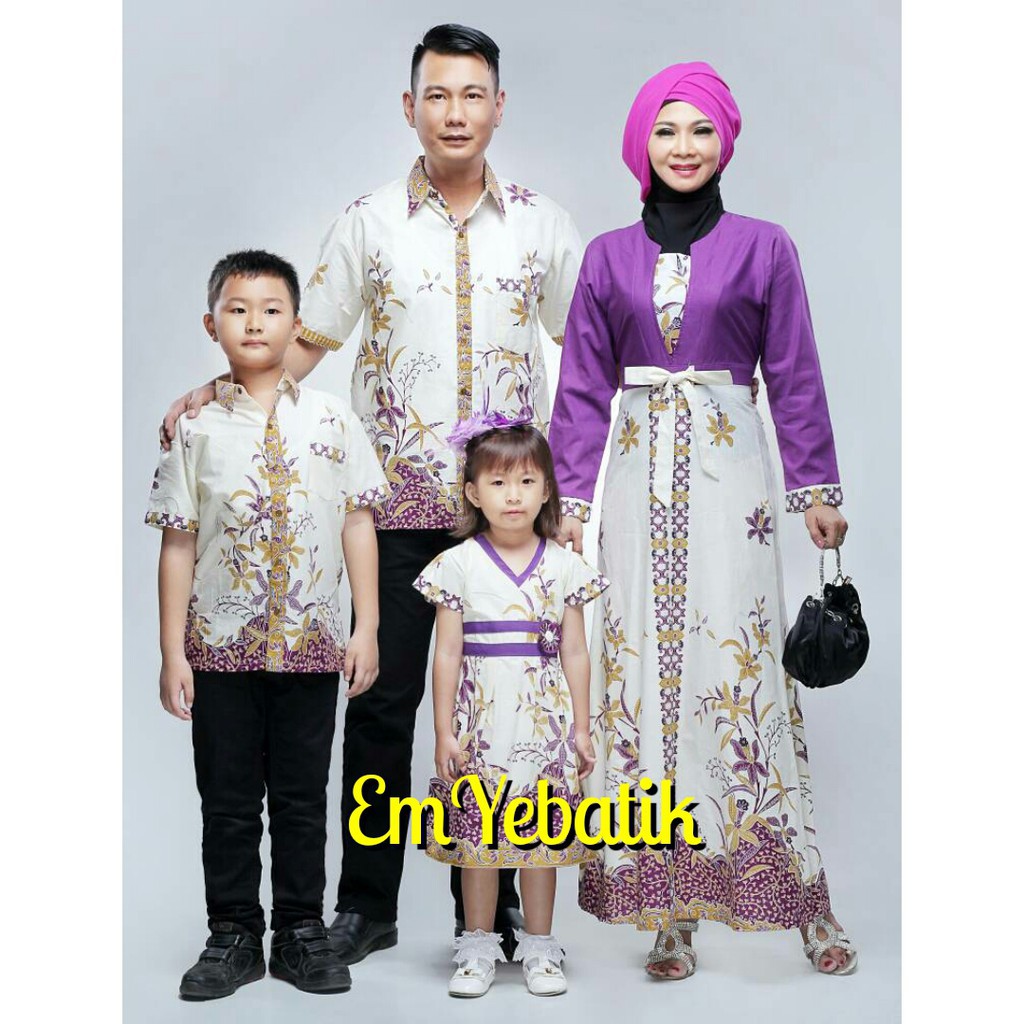 Best Seller SARIMBIT KELUARGA/ FAMILY BATIK GAMIS MUSLIM WANITA AMIRA ANGGREK Ungu