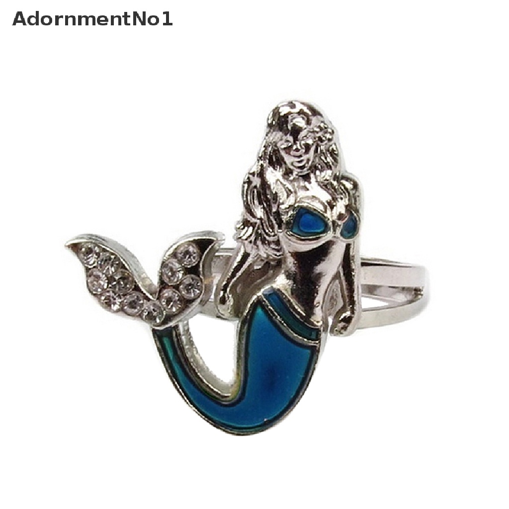 (AdornmentNo1) Cincin Mood Ring Adjustable Desain Ekor Mermaid Berubah Warna Sesuai Emosi