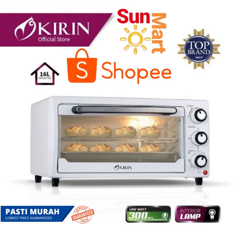 KIRIN Oven 16L KBO 160 LL Low Watt With Lamp KBO 160LL / OVEN LISTRIK KIRIN 16 liter