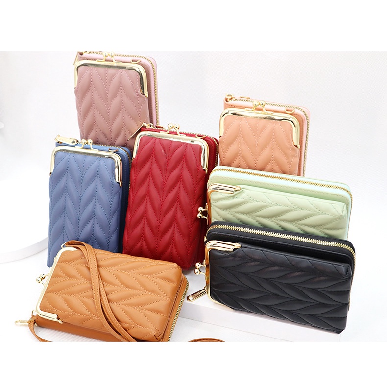 Tas Selempang Wanita mobile phone bag Baru Sederhana Wanita Tas Ponsel Ritsleting Tunggal Satu Bahu Miring Tas Kontrol Tas Multifungsi Fashion Vertikal Dompet wallet