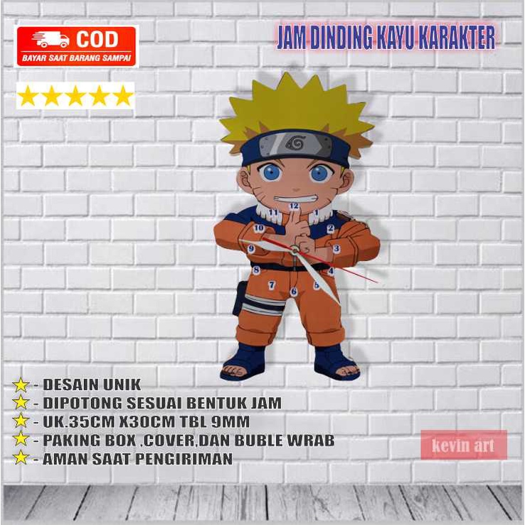 JAM DINDING KAYU KARAKTER NARUTO TERBARU MURAH PAJANGAN DINDING HIASAN DINDING CUSTOM UNIK