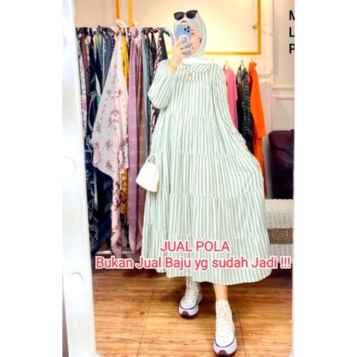 POLA PRODUKSI GAMIS MIDI DRESS 023 model kerut bawah dada 5 susun kerah rebah busui friendly