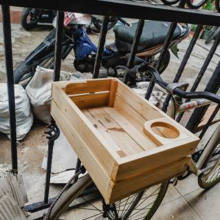 Keranjang sepeda  rak  kayu  fixie london taxi commputer 