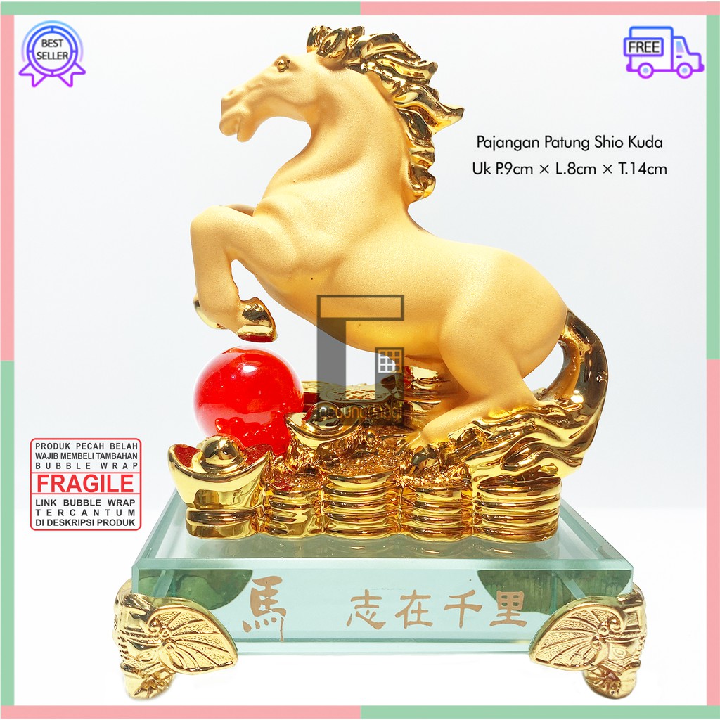 Patung Pajangan Hiasan Hadiah Kado 12 Shio Kuda Miniatur Meja Rak Dinding Kantor Ruang Tamu Rumah Minimalis Aesthetic Benda Gelang Fengshui Fengsui Feng Shui Pohon Tree Rejeki Rezeki Hoki Uang Coin Emas Gold Keberuntungan Batu Resin Decoration Art Kecil