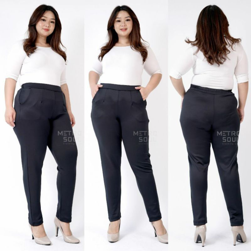 Celana Basic Scuba Wanita Jumbo / Momo Pants Basic Scuba Premium / Celana Wanita