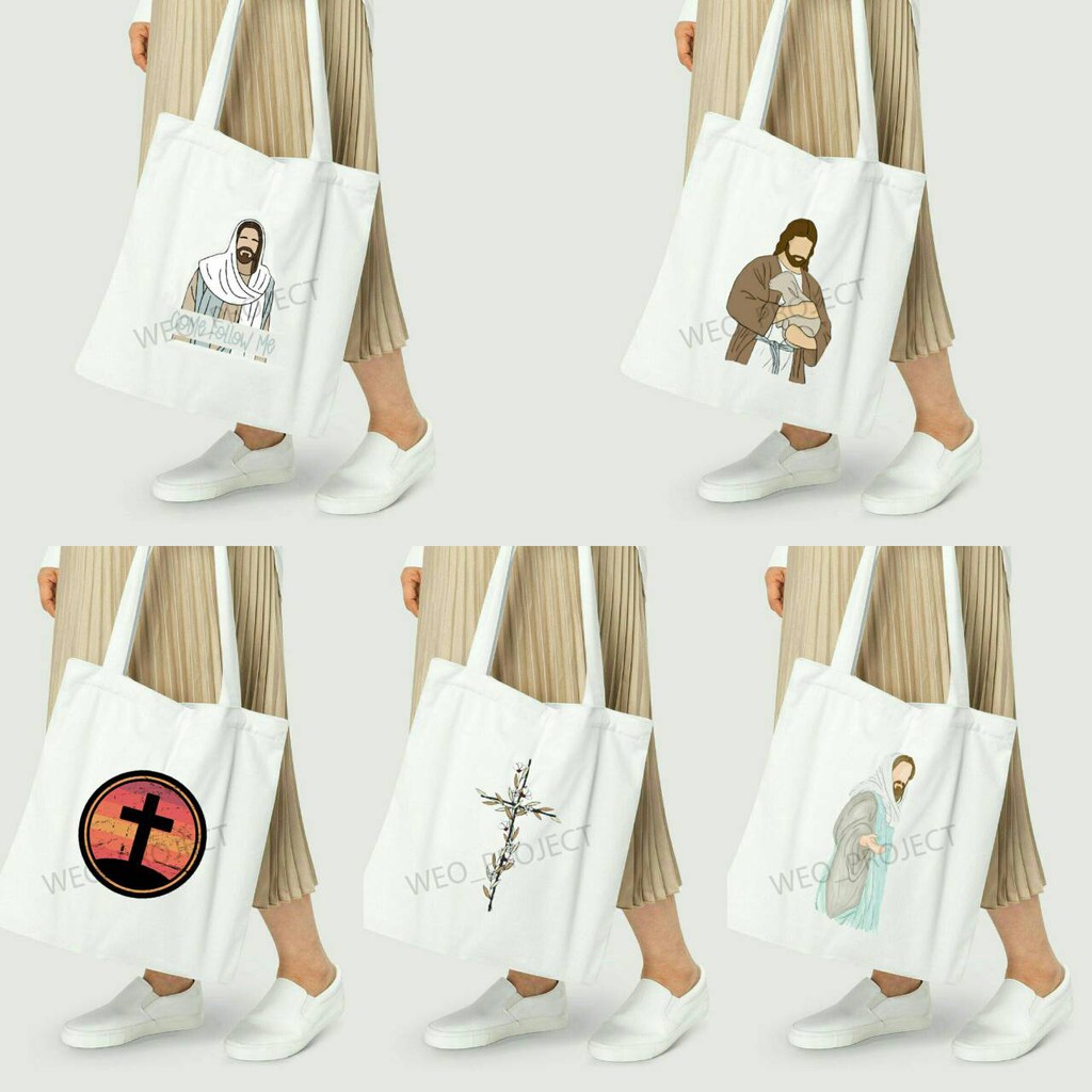 TOTE BAG KANVAS MURAH / TOTE BAG WANITA / TOTE BAG MOTIF GOD BLESS