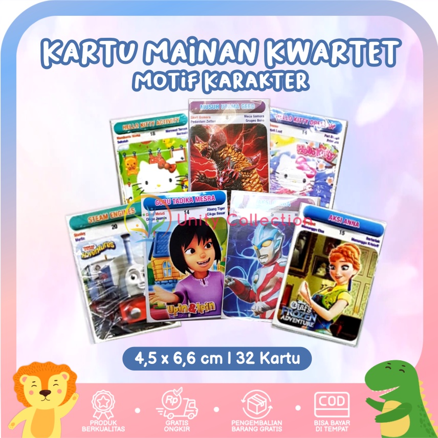 Kwartet Mainan Anak Jadul Kartu Berbagai Motif Kartun