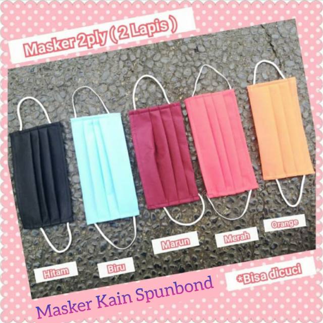 Masker Kain 2 Ply Lapis Earloop Bahan Spunbond Tebal Halus Bisa Cuci Tahan Air Shopee Indonesia