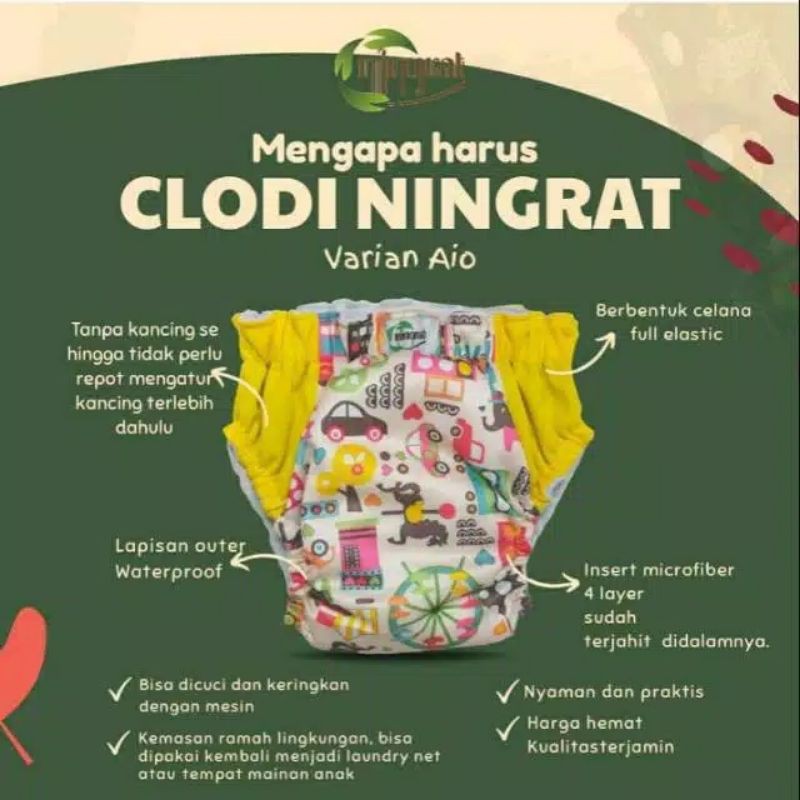 Clodi Ningrat Popok Cuci Ulang AIO Reguler AIO Drypant 4-17 kg