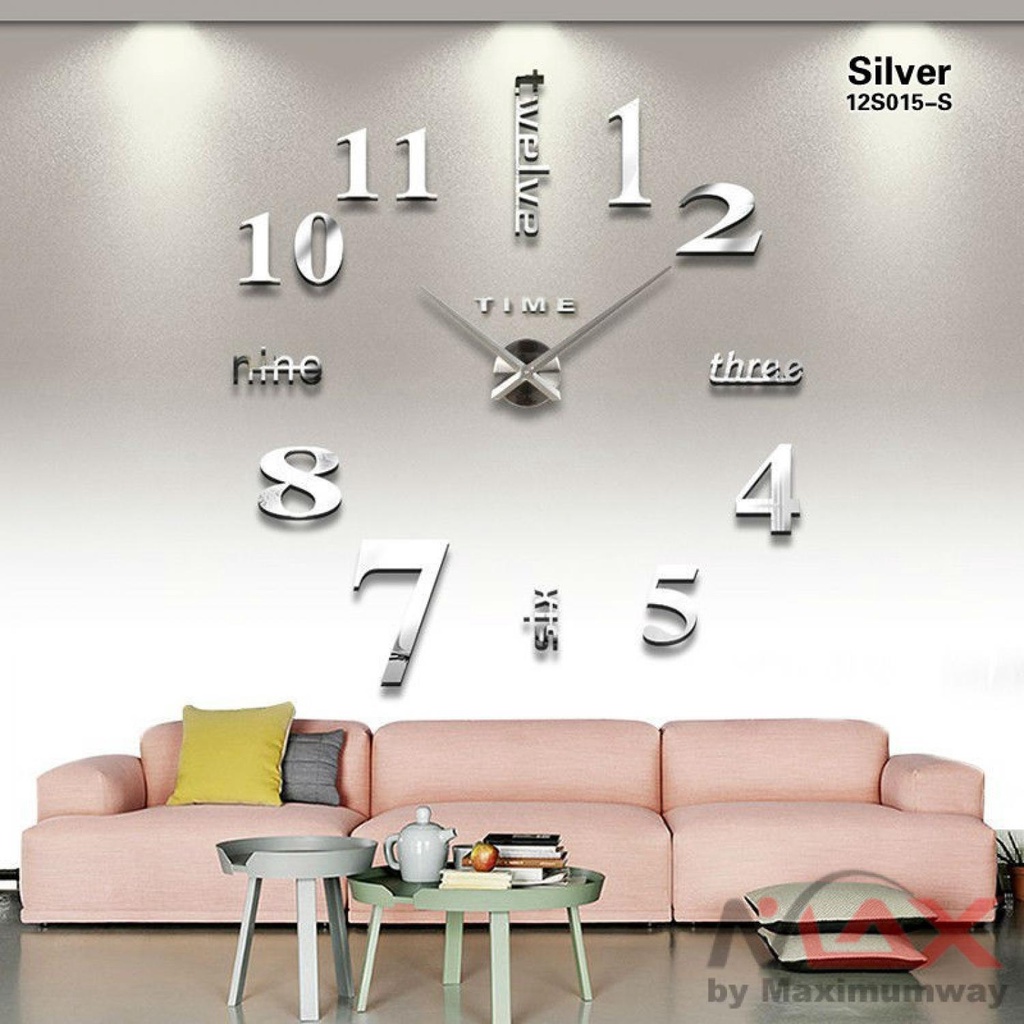 Jam Dinding Besar 130cm Minimalis Modern 3D rumah dan kantor DIY Dekorasi dinding raksasa dekorasi rumah DIY Giant Clock Quartz 80-130cm Warna Gold 3D Big Size Wall Clock Mirror Sticker Diy Living Room Decor Meetting Room Wall Clock Home Decor