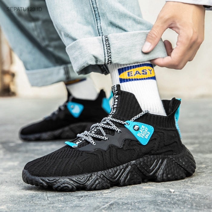 [COD]  -  Mens' Knited New Sneaker (With Box) - SEPATU SNEAKERS SPORTY PRIA IMPORT TERMURAH