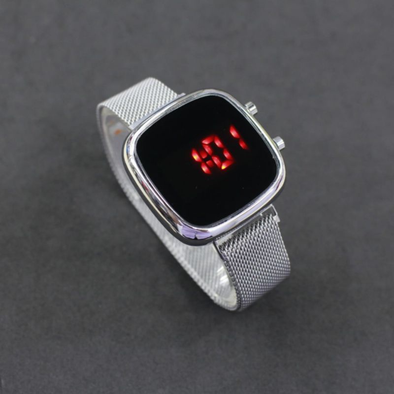 JAM TANGAN WANITA LED WATCH MESH MAGNET OVAL