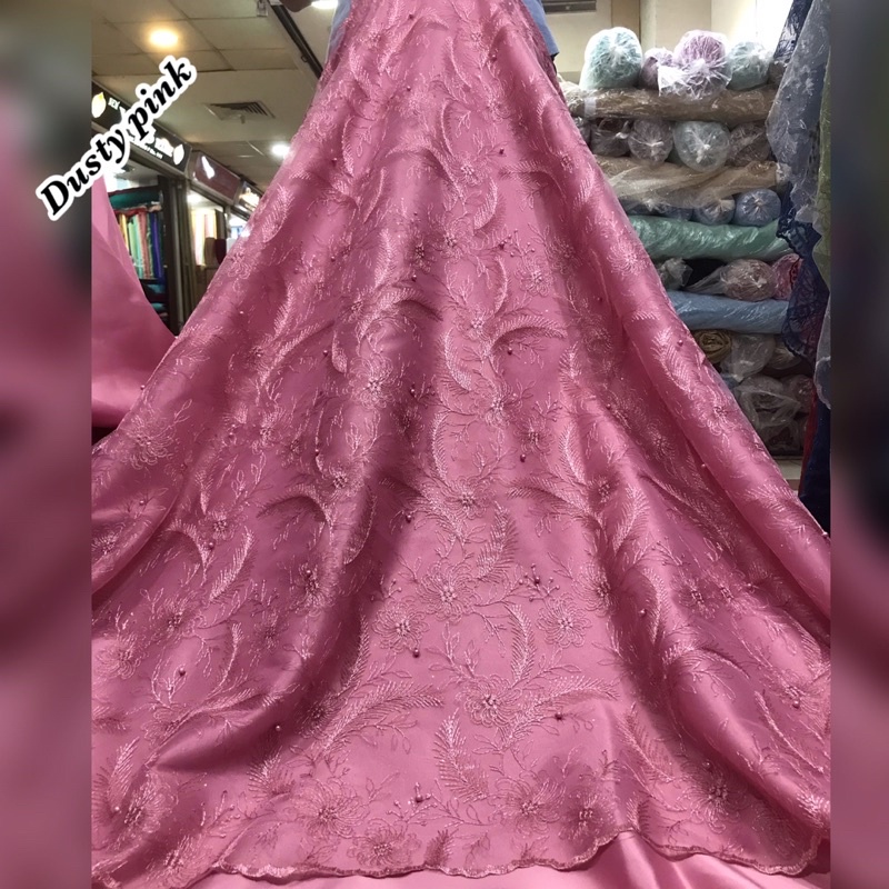 MURAH!!! Kain bahan tile akar mutiara / bahan kebaya brokat Tulle.