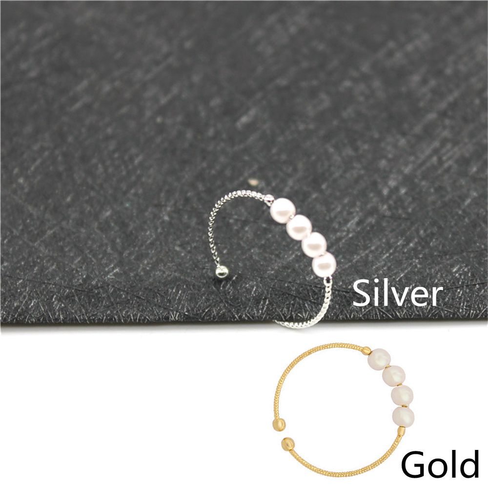 Suyou Cincin Wanita Model Terbuka Adjustable Hias Mutiara Handmade Multi Warna Untuk Meditasi / Cemas