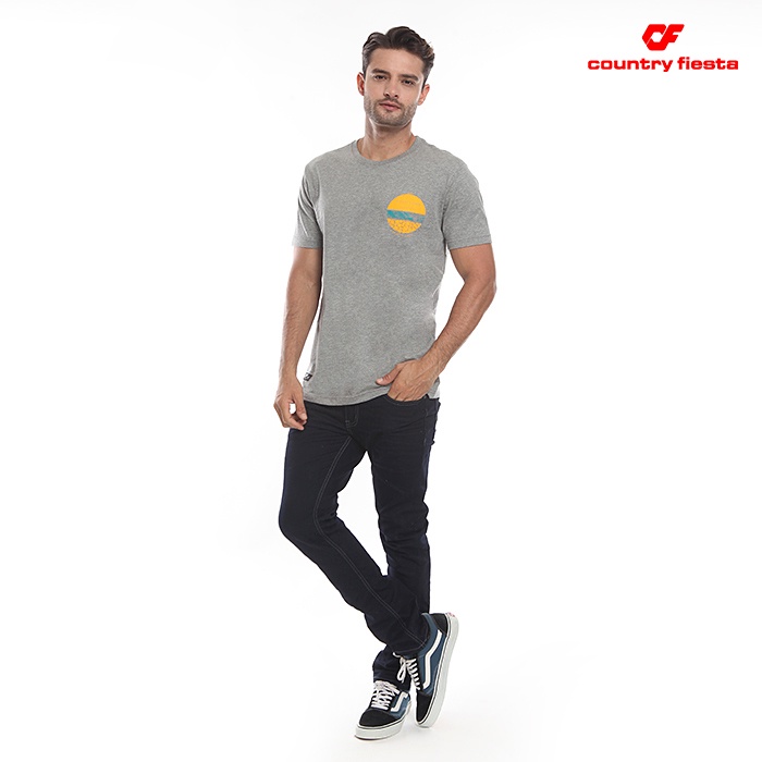 Country Fiesta Mens Print T-shirt Grey | Kaos Pria Abu