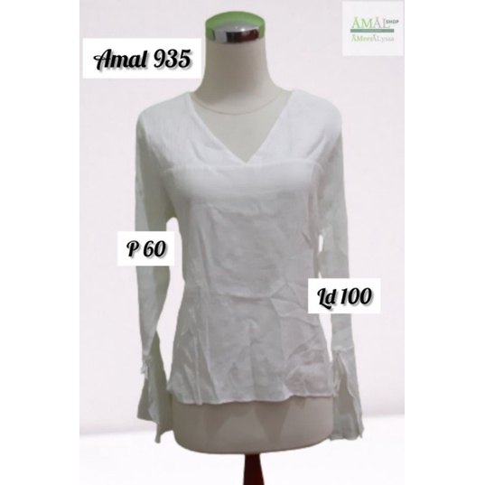 Blouse putih kerah V amal 935