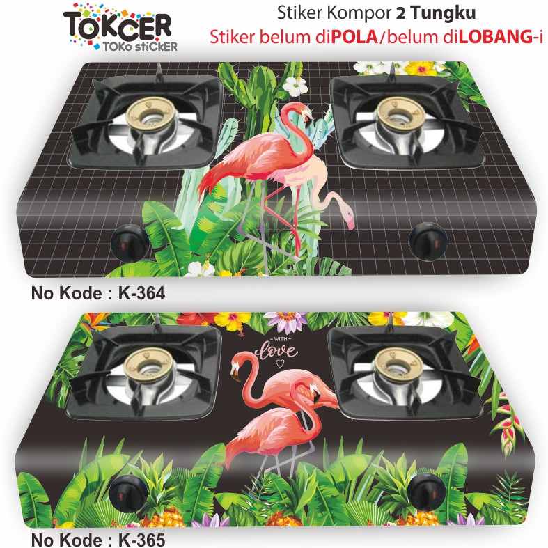 STiker Kompor 2 Tungku Variasi FLAMINGO