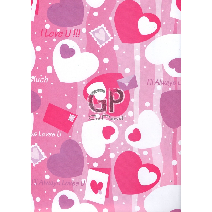 ( 5 Lembar ) KERTAS KADO SR GLOSY - GIFT WRAPPING PAPER LOVE VALENTINE HEART WEDDING ENGAGEMENT ROMANTIC HATI