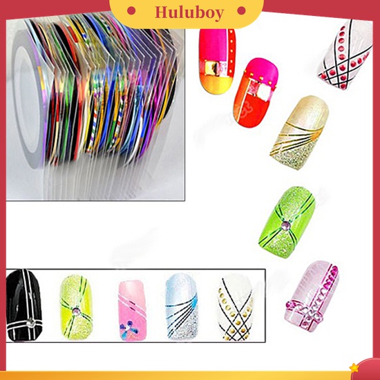 Huluboy Huluboy♡ 10 Warna / Roll Stiker Tape Garis 20m Untuk Dekorasi Kutek UV Gel DIY