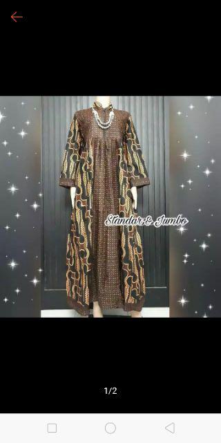 Gamis Batik Parang Sogan Size Standar Dan Jumbo Resleting Depan Bahan Katun Mataram Primisima