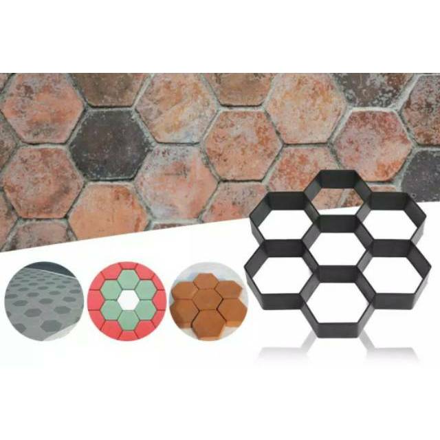 Cetakan Konblok  paving blok Semen Taman Hexagonal Hexagon 