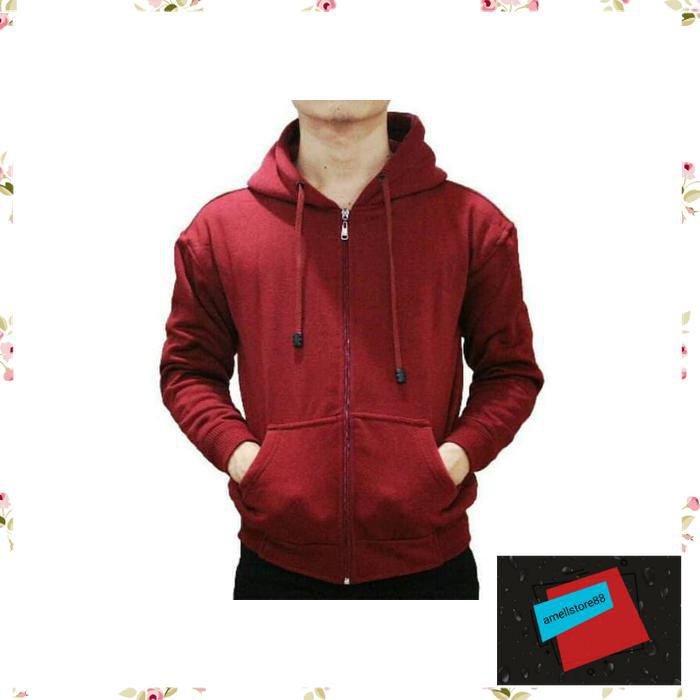 Jaket Pria parasut parka gunung PROMOPolos Sweater Hoodie Zipper Polos Coklat M L XL KK83