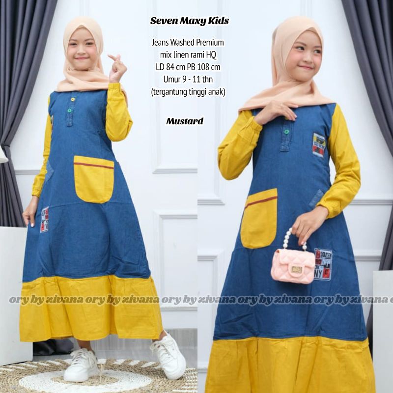 Gamis jeans anak tanggung ±10th //JF853