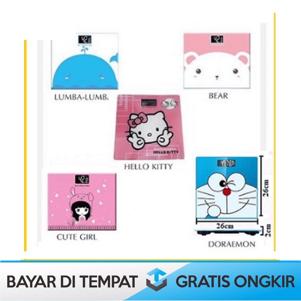 BODY WEIGHT SCALE DIGITAL KARAKTER MURAH DORAEMON HELLO KITTY ORIGINAL